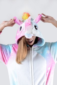 Women's Pink And Blue Star Unicorn Onesie Pajama style 8