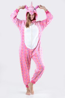 Women's Pink Star Unicorn Onesie style 2