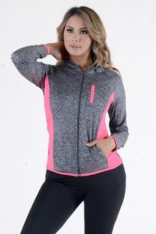 Women's active wear zip up jacket with hoodie