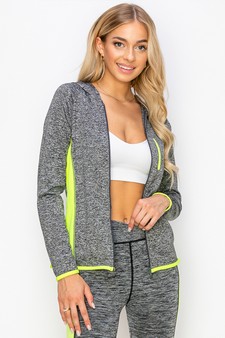 Women's active wear zip up jacket with hoodie