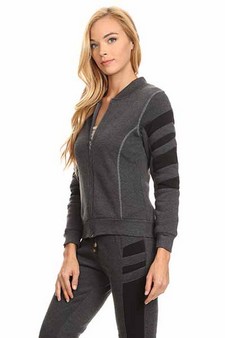 Women's activewear zip up fleece jacket style 2