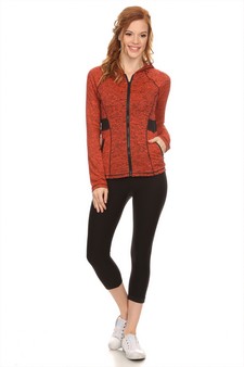 Women's Active Wear Zip Up Jacket With Hoodie style 6