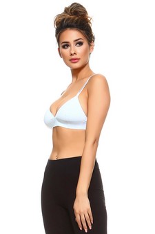 Deep V Neckline w/ Double Strap Bralette - Sky Blue style 2