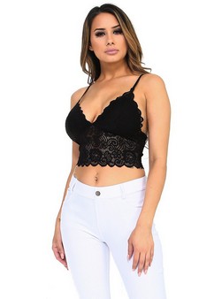 **NY ONLY**Lady's Scallop Lace Plunge Neck Bralette style 5