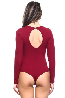 Lady's Long Sleeve Open Back Bodysuit style 4