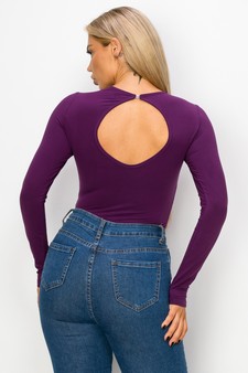 Lady's Long Sleeve Open Back Bodysuit style 4