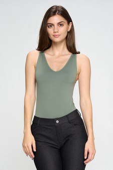 Reversible V-Neck Basic Tank Top Bodysuit style 4