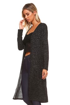 Long Sleeve Ribbed Shimmer Cardigan style 2