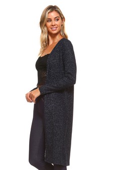 Long Sleeve Ribbed Shimmer Cardigan style 2