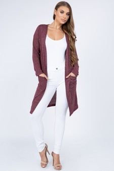 Women's Long Sleeve Knit Wrap Cardigan with Pockets style 4