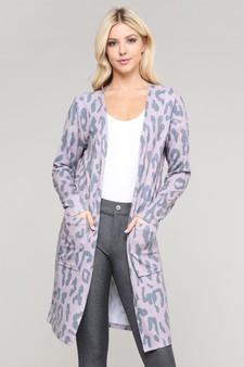 Women's Leopard Print Cardigan with Pockets style 4