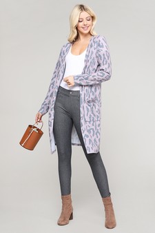 Women's Leopard Print Cardigan with Pockets style 5