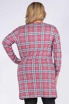 Women's Plaid Duster Cardigan with Pockets style 3