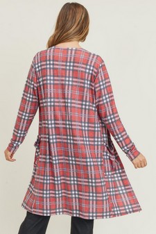 Women's Plaid Duster Cardigan with Pockets style 5