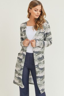 Women's Camouflage Duster Cardigan with Pockets style 2