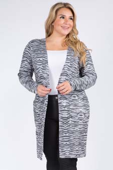 Women's Zebra Striped Duster Cardigan style 3