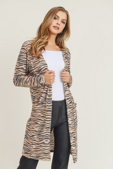 Women's Zebra Striped Duster Cardigan style 2