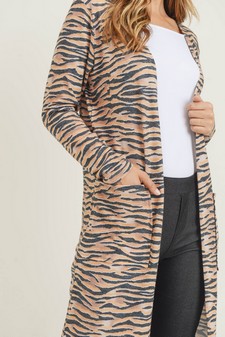 Women's Zebra Striped Duster Cardigan style 7