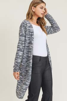 Women's Zebra Striped Duster Cardigan style 2