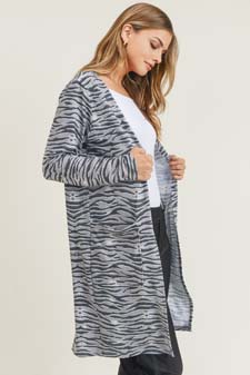 Women's Zebra Striped Duster Cardigan style 3