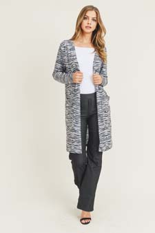 Women's Zebra Striped Duster Cardigan style 7