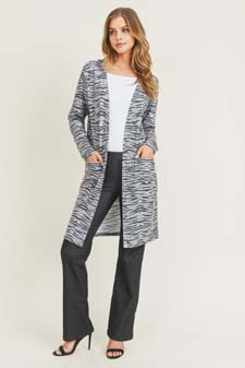 Women's Zebra Striped Duster Cardigan style 8