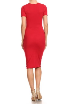 Short Sleeve Crew Neck Midi Bodycon Dress (Medium only) style 4