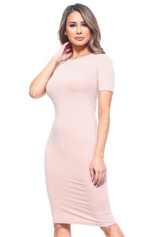 Short Sleeve Crew Neck Midi Bodycon Dress (Small only) style 2