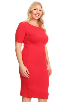 Short Sleeve Crew Neck Midi Bodycon Dress (XXXL only) style 2