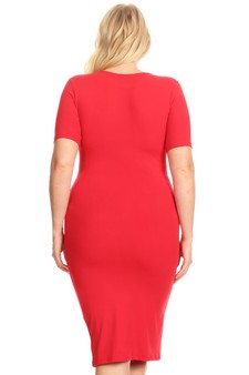 Short Sleeve Crew Neck Midi Bodycon Dress (XXXL only) style 4