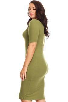 Short Sleeve Crew Neck Midi Bodycon Dress (XXXL only) style 3