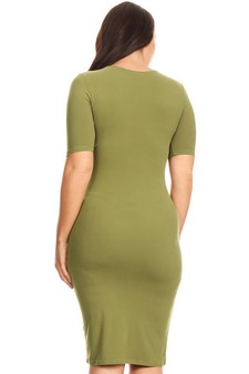 Short Sleeve Crew Neck Midi Bodycon Dress (XXXL only) style 4