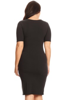Short Sleeve Crew Neck Midi Bodycon Dress style 4