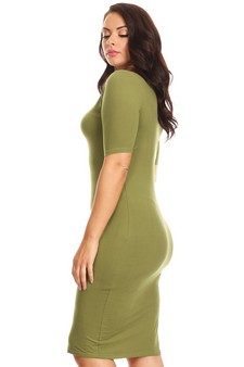 Short Sleeve Crew Neck Midi Bodycon Dress style 3