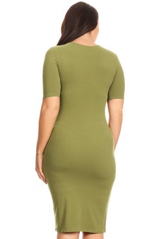 Short Sleeve Crew Neck Midi Bodycon Dress style 4