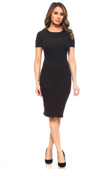 Short Sleeve Crew Neck Midi Bodycon Dress style 5