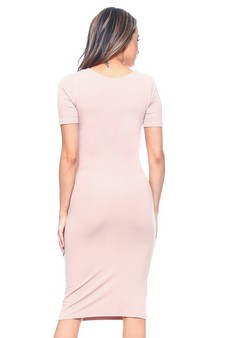 Short Sleeve Crew Neck Midi Bodycon Dress style 3