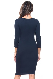 Crew Neck 3/4 Sleeve Midi Bodycon Dress (Large only) style 3