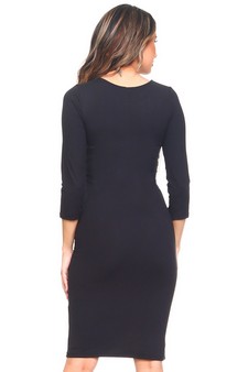 Crew Neck 3/4 Sleeve Midi Bodycon Dress (Small only) style 3