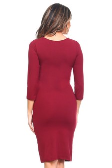 Crew Neck 3/4 Sleeve Midi Bodycon Dress (Small only) style 3