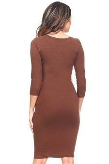 Crew Neck 3/4 Sleeve Midi Bodycon Dress (Small only) style 3