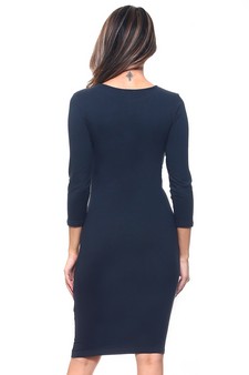 Crew Neck 3/4 Sleeve Midi Bodycon Dress (Small only) style 3