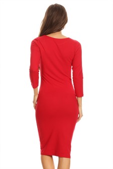 Crew Neck 3/4 Sleeve Midi Bodycon Dress (Small only) style 5