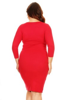 Crew Neck 3/4 Sleeve Midi Bodycon Dress (XXL only) style 4