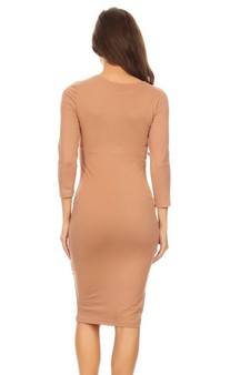 Crew Neck 3/4 Sleeve Midi Bodycon Dres style 4