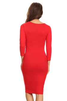 Crew Neck 3/4 Sleeve Midi Bodycon Dress style 5