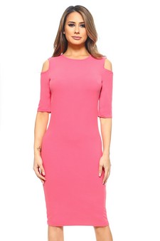 Cold Shoulder 3/4 Sleeve Midi Dress style 2