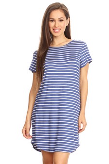 Striped Short Sleeve Tunic T-Shirt Dress IMPORTED style 2