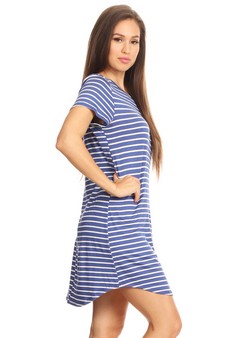 Striped Short Sleeve Tunic T-Shirt Dress IMPORTED style 3