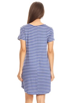 Striped Short Sleeve Tunic T-Shirt Dress IMPORTED style 4